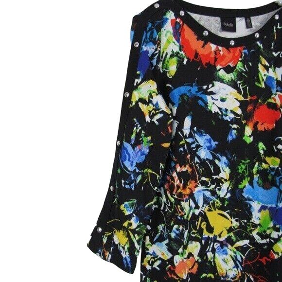 Rafaella Knit Top Blouse Boat Neck Embellished Splash Motif Size Small - Picture 7 of 8